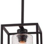 VILUXY Black Pendant Lights Kitchen Island Farmhouse Seeded Glass 1-Light Dining Room Pendant Lamp Fixtures Metal Cage Hanging Lights for Over Sink