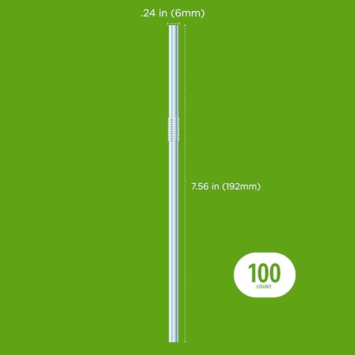 Amazon Basics Disposable Striped Plastic Flex Straws, 7.5" Long, Assorted Colors, 100 Count, Large Pack - Image 5