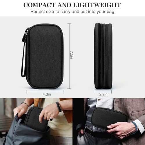 FYY Travel Cable Organizer Pouch Electronic Accessories Carry Case Portable Waterproof Double Layers All-in-One Storage Bag for Cord, Charger, Phone, Earphone Black - Image 4