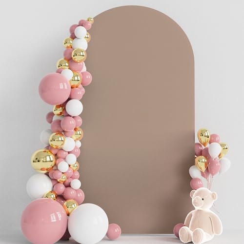 Wokceer 7.2FT Wedding Arch Cover Spandex Fitted Wedding Arch Stand Covers Round Top Nude Brown Chiara Arch Backdrop Cover for Birthday Party Ceremony Banquet Decoration - Image 3