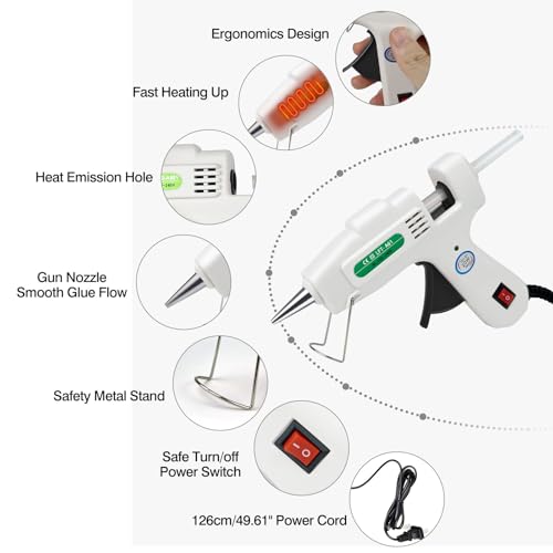 Mini Hot Glue Gun Kit with 30 Glue Sticks - Fast Preheating Hot Melt Gun, High Temp for School Crafts DIY Arts and Quick Home Repairs(White) - Image 5