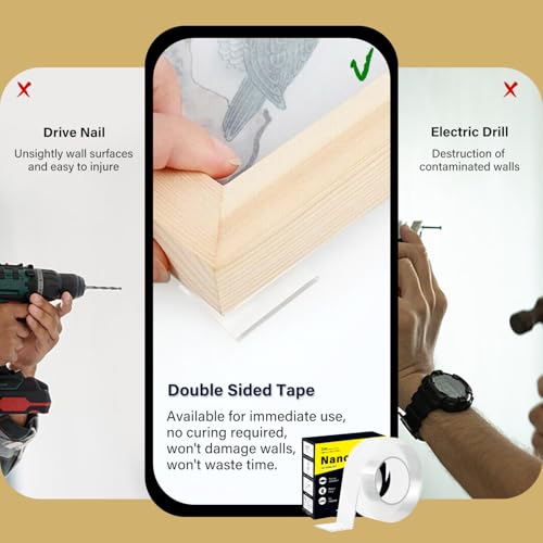 Double Sided Heavy Duty Extra Strong Adhesive Tape -Indoor/Outdoor General Purpose Nano Tape for Securing Picture Frames, Carpets. - Reusable and Without Leaving Adhesive Marks (1.18 inches x 10 feet) - Image 8