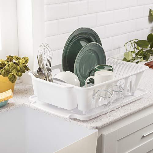 STERILITE 2-Piece Large Sink Set Dish Rack Drainer, White (18 L x 13 3/4" W x 5 1/2" H), 3/4" L x 3/4" W x - Image 5