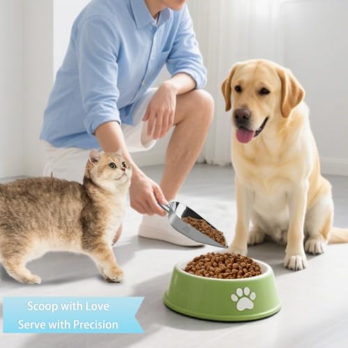 Dog-Cat Food Scoop 1 Cup – Thickened 304 Stainless Steel Pet Food Scoop with Long Handle, Precision Scale, Easy to Clean, Suitable for Wet Dry Food - Image 6