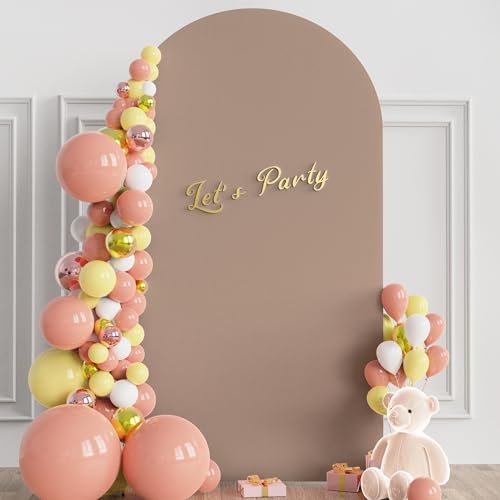 Wokceer 7.2FT Wedding Arch Cover Spandex Fitted Wedding Arch Stand Covers Round Top Nude Brown Chiara Arch Backdrop Cover for Birthday Party Ceremony Banquet Decoration - Image 5