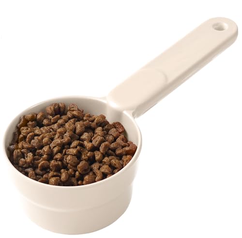 Dog Cat Food Scoop - Pet Food Scoop Dog Food Measuring Cup 1/2 1/4 Cup, Comfortable Long Handle for Easy to Scoop Food, White 1/2 Cup - Image 3