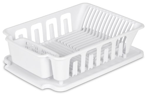 STERILITE 2-Piece Large Sink Set Dish Rack Drainer, White (18 L x 13 3/4" W x 5 1/2" H), 3/4" L x 3/4" W x - Image 3