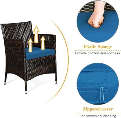 Goplus 4-Piece Rattan Patio Set, Outdoor/Indoor Wicker Conversation Set for Pool, Backyard, Lawn, Wicker Chairs and Sofa with Soft Cushion, Rattan Furniture with Tempered Glass Coffee Table - Image 7