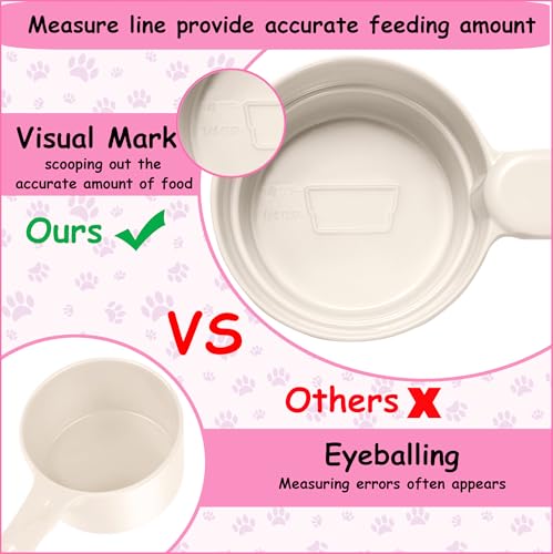 Dog Cat Food Scoop - Pet Food Scoop Dog Food Measuring Cup 1/2 1/4 Cup, Comfortable Long Handle for Easy to Scoop Food, White 1/2 Cup - Image 5