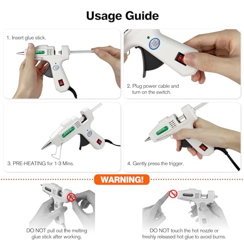 Mini Hot Glue Gun Kit with 30 Glue Sticks - Fast Preheating Hot Melt Gun, High Temp for School Crafts DIY Arts and Quick Home Repairs(White) - Image 4