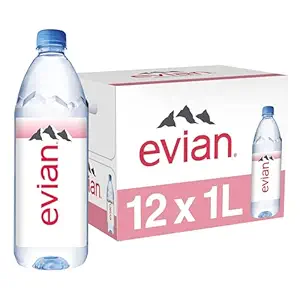 Evian Natural Spring Water, 1 L bottle, 12 pack