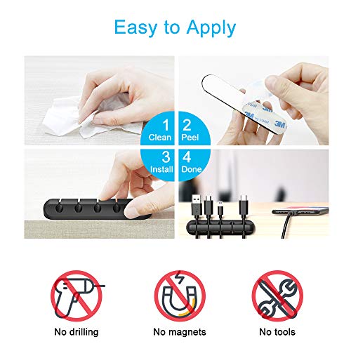 Cord Organizer, Cable Clips Cord Holder, Cable Management USB Cable Power Wire Cord Clips, 2 Packs Cable Organizers for Car Home and Office (5, 3 Slots) - Image 8