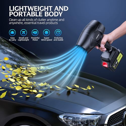 980,000 RPM Cordless Leaf Blower - 21V Electric Handheld Leaf Blower with 2×4.0Ah Batteries & Fast Charger - Lightweight for Patio, Lawn, Yard, Deck Cleaning - Image 7