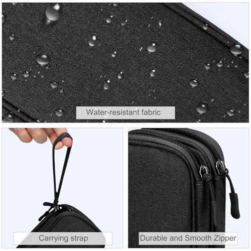 FYY Travel Cable Organizer Pouch Electronic Accessories Carry Case Portable Waterproof Double Layers All-in-One Storage Bag for Cord, Charger, Phone, Earphone Black - Image 6