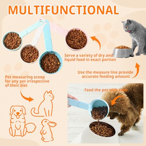 Dog Cat Food Scoop - Pet Food Scoop Dog Food Measuring Cup 1/2 1/4 Cup, Comfortable Long Handle for Easy to Scoop Food, White 1/2 Cup - Image 7