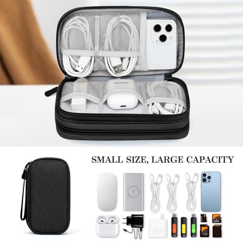 FYY Travel Cable Organizer Pouch Electronic Accessories Carry Case Portable Waterproof Double Layers All-in-One Storage Bag for Cord, Charger, Phone, Earphone Black - Image 8