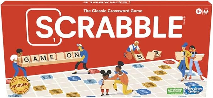 Hasbro Gaming Scrabble Board Game, Classic Word Games for Kids Ages 8 and Up, Fun Family Game for 2-4 Players, The Classic Crossword Game