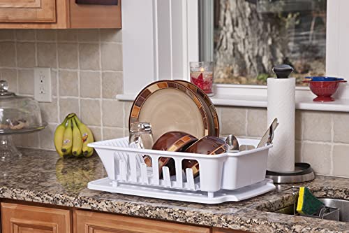 STERILITE 2-Piece Large Sink Set Dish Rack Drainer, White (18 L x 13 3/4" W x 5 1/2" H), 3/4" L x 3/4" W x - Image 4