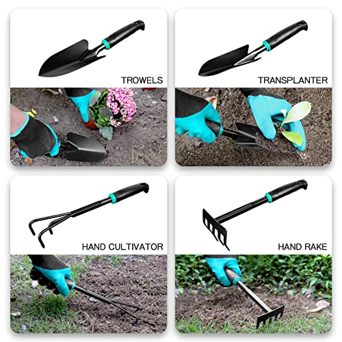 9 PCS Garden Tool Set Kids Gardening Tool Kit for Digging, Planting and Pruning, Gardening Hand Tools with Storage Bag, Ideal Garden Gifts for Men, Women and Any Gardener - Image 4