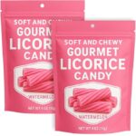 Licorice Candy | Delicious Soft & Chewy Twist Candy - Vegan & Kosher | For Party Bag, Office Snack, Holiday Gift, Birthday Present 2 Bags (4.0 oz), Pink Watermelon Flavored Bites