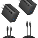 Anker iPhone 17/16 Charger, 2-Pack 20W Fast USB C Charger Block, for iPhone 16/16 Pro Max/15 Series/iPad Pro and More (Black, 2 Pack & 2 Cable)