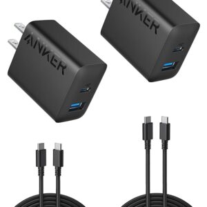 Anker iPhone 17/16 Charger, 2-Pack 20W Fast USB C Charger Block, for iPhone 16/16 Pro Max/15 Series/iPad Pro and More (Black, 2 Pack & 2 Cable)