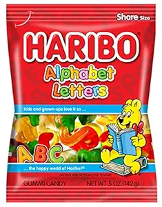 HARIBO Gummi Candy, Alphabet Letters, 5 oz. Bag (Pack of 12)