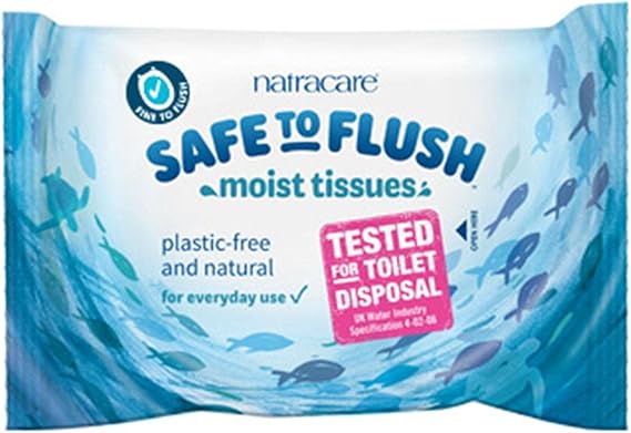 Natracare Safe to Flush Moist Tissues, Made of 100% paper and an Organic and Natural formula with Aloe Vera and Witch Hazel (1 Pack, 30 wipes total)