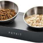 PETKIT Raised Dog Cat Food Bowl 304 Stainless Steel, Elevated Pet Food and Water Bowl Dishes, Elevated Cat Bowls, Non-Slip Tilted Cat Bowl No Spill