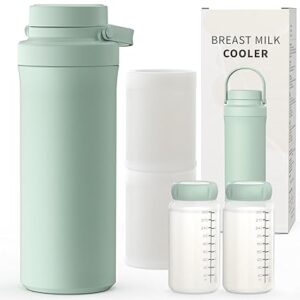 Xaproo 22oz Breast Milk Cooler Bottle, Portable Milk Cooler for Breastmilk with 360° Total Cooling for 24 Hours, Breastmilk Chiller with 2pcs Baby Bottles, Breastfeeding Essentials for Baby, BPA-Free