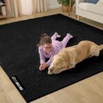 GORILLA GRIP Slip Resistant Soft Washable Stain Resistant Area Rug, Plush Thick Carpet for Bedroom Living Room, No Shed Floor Rugs, Pet Friendly, Dorm Essentials, Kid Nursery Home Decor, 4x6, Black