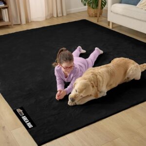 GORILLA GRIP Slip Resistant Soft Washable Stain Resistant Area Rug, Plush Thick Carpet for Bedroom Living Room, No Shed Floor Rugs, Pet Friendly, Dorm Essentials, Kid Nursery Home Decor, 4x6, Black