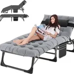 ABORON Chaise Lounge Chair,5 Positions Padded Outdoor Tanning Chair,Heavy Duty Portable Lounge Chair for Outdoor Sunbathing Patio Pool Lawn Deck Poolside,Support up to 440 Lbs