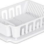 STERILITE 2-Piece Large Sink Set Dish Rack Drainer, White (18 L x 13 3/4" W x 5 1/2" H), 3/4" L x 3/4" W x