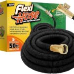 Flexi Hose Upgraded Expandable Garden Hose Extra Strength 3/4 Solid Brass Fittings - The Ultimate No-Kink Flexible Water Hose (Black, 50 FT)