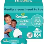 Pampers Baby Wipes, Complete Clean Baby Fresh Scented Wipe, Gently Cleans Head to Toe, 864 Total (12 Flip-Top Packs)