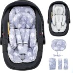 Baby Car Seat Head Support with Extra Headrest, Adjustable Infant Car Seat Insert with Shoulder Pads Set, Breathable Mink Dot Carseat Cushion for Newborn, Fits for Stroller, Baby Swing, Bouncer