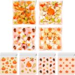 100 PCS Fall Cellophane Treat Bags(4x4 Inch) Small Thanksgiving Ziplock Bags for Candy Snack Goodie Cookie Gifts Wrap Autumn Self Sealing Pouch Baggies Friendgiving Party Favors Supplies Decorations