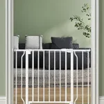 Baby Gate No Drilling, 29"-40" Auto Close Dog Gate Indoor for Doorways & Stairs, Pressure Mounted Adjustable Pet Gate, Easy Walk Through Child Gate for Children & Pets Stroller Friendly, White