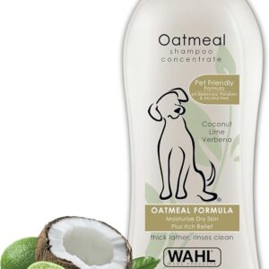 Wahl USA Dry Skin & Itch Relief Pet Shampoo for Dogs – Oatmeal Formula with Coconut Lime Verbena Scent & Pet Friendly Formula, 24 Oz - Model 820004A