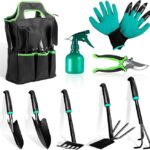 9 PCS Garden Tool Set Kids Gardening Tool Kit for Digging, Planting and Pruning, Gardening Hand Tools with Storage Bag, Ideal Garden Gifts for Men, Women and Any Gardener