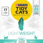 Purina Tidy Cats LightWeight Free and Clean Unscented, Multi-Cat, Clumping, 99.9 Percent Dust Free Cat Litter - 17 lb. Box