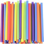 Comfy Package, [100 Count] Jumbo Plastic Smoothie Straws - 8.5" High - Assorted Colors