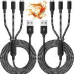 IDISON Multi Charging Cable(2Pack 4FT), 3 in 1 USB Charging Cable for Multiple Devices, Braided Universal Phone Charger Cord with Type-C, Micro USB, IP Port for iPhone17/16/14/Android Phones and More
