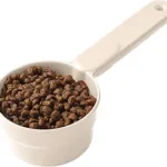 Dog Cat Food Scoop - Pet Food Scoop Dog Food Measuring Cup 1/2 1/4 Cup, Comfortable Long Handle for Easy to Scoop Food, White 1/2 Cup