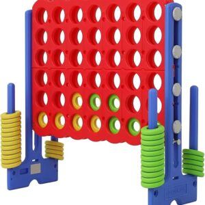 Giant 4 Connect in a Row Game, Height Adjustable Jumbo Yard Games for Kids and Adults Outdoor Play, Backyard Large Four Connect Floor Games, Patent Authorized (Blue/Red)