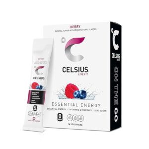 CELSIUS On-the-Go Powder Stick Packs, Zero Sugar (14 Sticks per Pack), Berry, 2.5 Ounce, (Pack of 14)