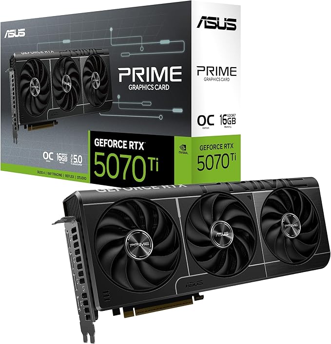 ASUS The SFF-Ready Prime GeForce RTX™ 5070 Ti OC Edition 16GB GDDR7 Graphics Card (PCIe® 5.0, 16GB GDDR7, HDMI®/DP 2.1, 2.5-Slot, Axial-tech Fans, Dual BIOS)