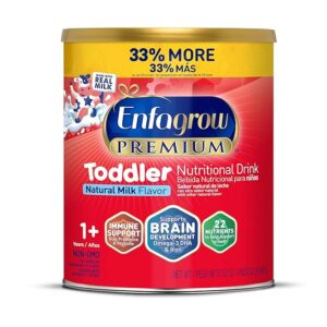 Enfagrow Premium Toddler Nutritional Drink, Made with Real Milk, Brain-Building Omega-3 DHA, Nutrients and Prebiotics for Growth & Immune Support, Non-GMO, Toddler Milk Powder, 32 Oz Can