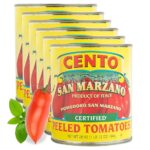 Cento Certified San Marzano Whole Peeled Tomatoes, 28 Oz (Pack of 6), Canned Plum Tomatoes in Thick Puree with Basil, Grown and Processed in Italy